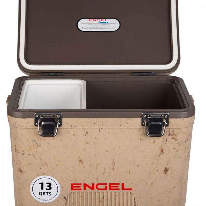 Engel 13 Quart Lightweight Fishing Dry Box Cooler with Shoulder Strap, Grassland