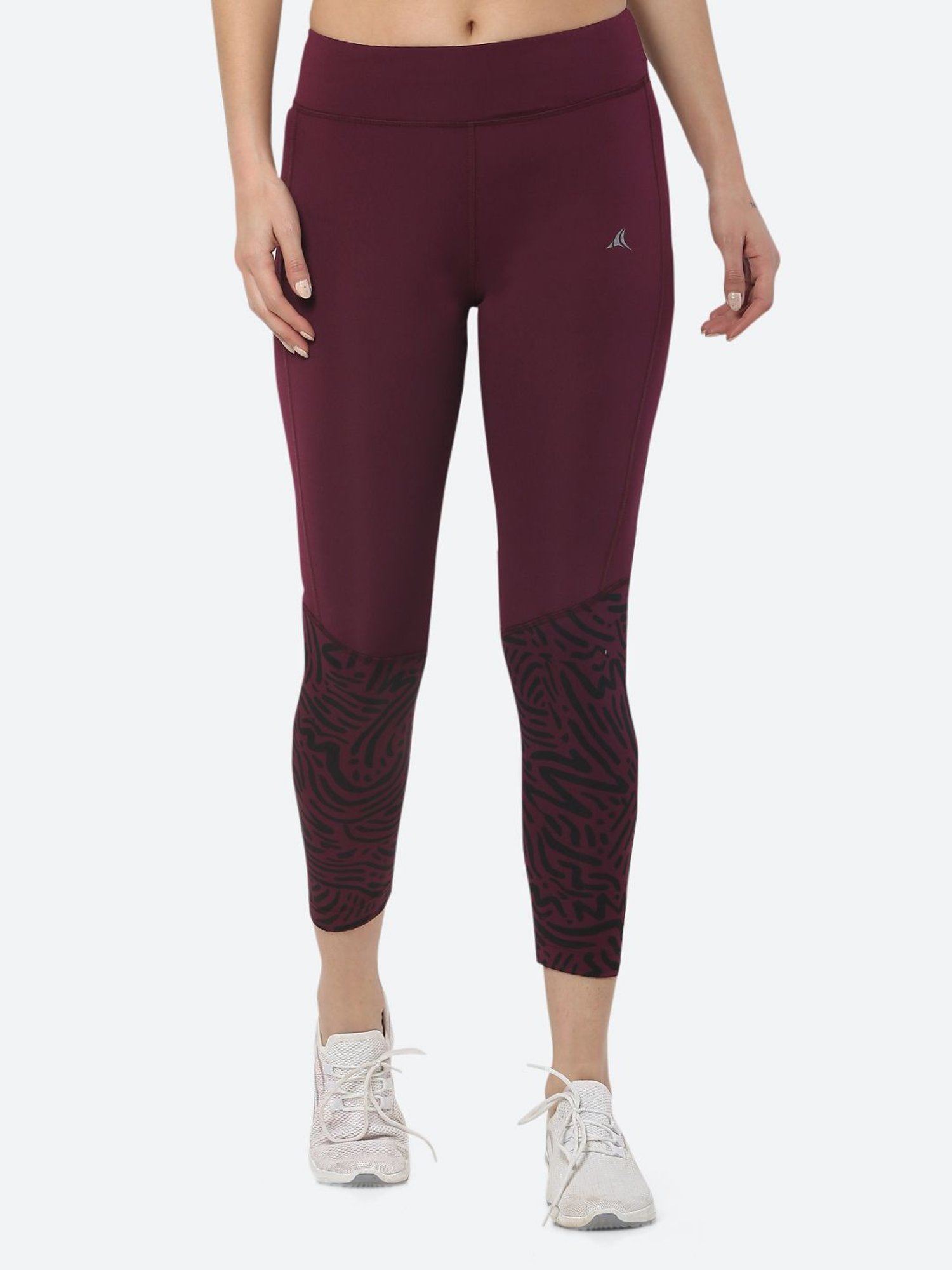 Fitleasure Maroon Animal Print Tights