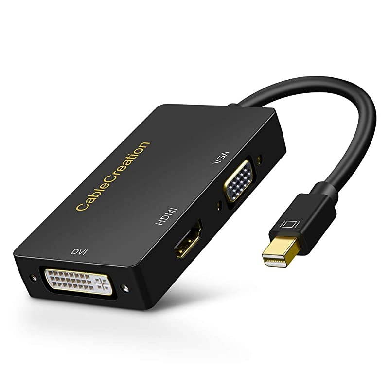 Mini DisplayPort to HDMI VGA DVI  3 in 1 Gold Plated Mini DP Thunderbolt Adapter Compatible with MacBook iMac Mac Book Air DP 12 Version 4Kx2K Black