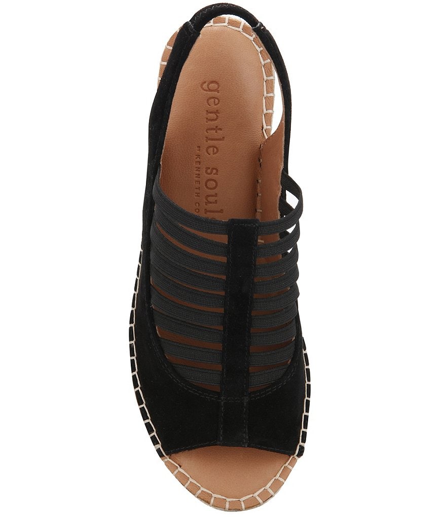 Gentle Souls Charli Elastic Suede Sling Back Espadrille Wedges