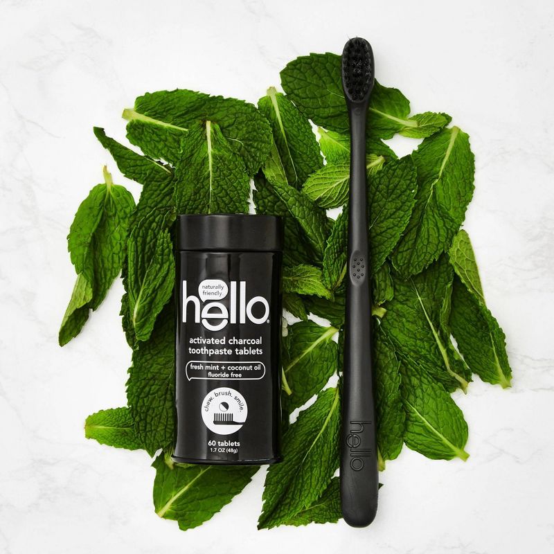 hello Activated Charcoal Whitening Toothpaste Tablets, Natural Mint Fluoride Free - Trial Size - 60ct