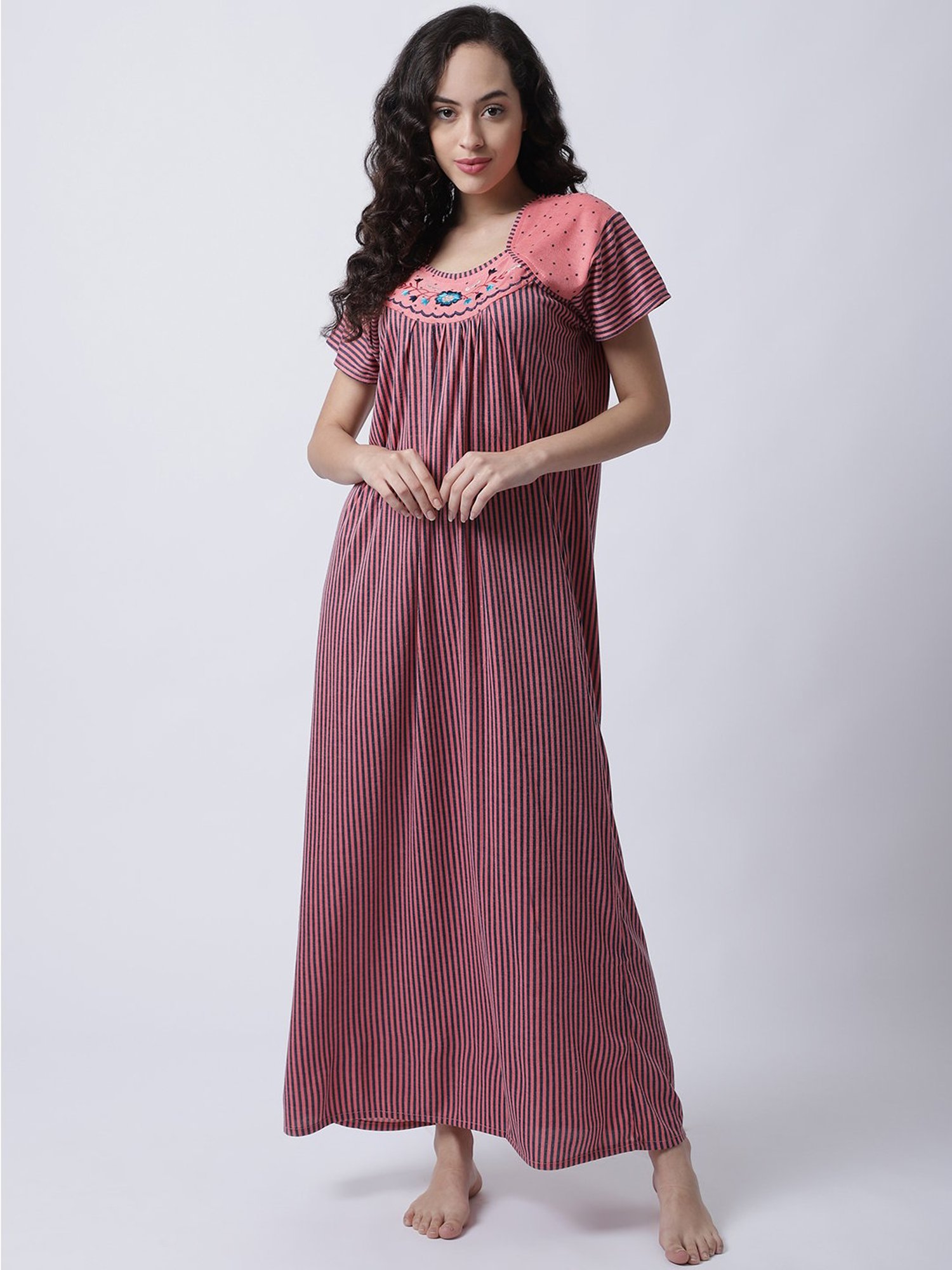 Secret Wish Peach & Blue Stripes Nighty