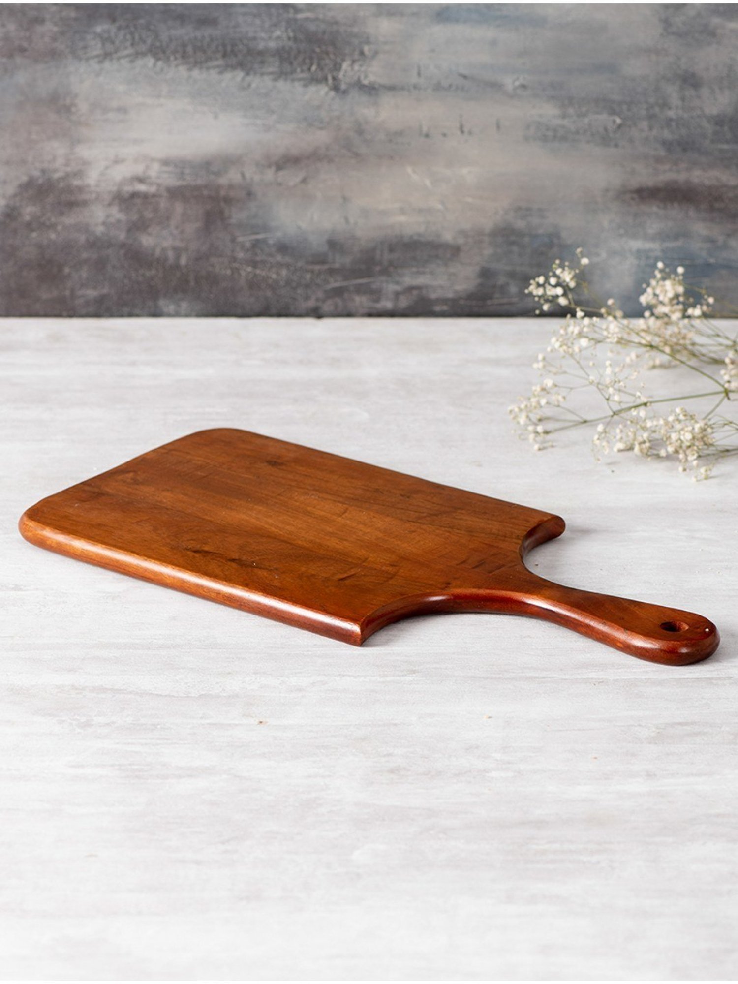 Nestroots Wooden Serving Platter for Snack Platter with Long Handle Rectangular Tray Cheese Board