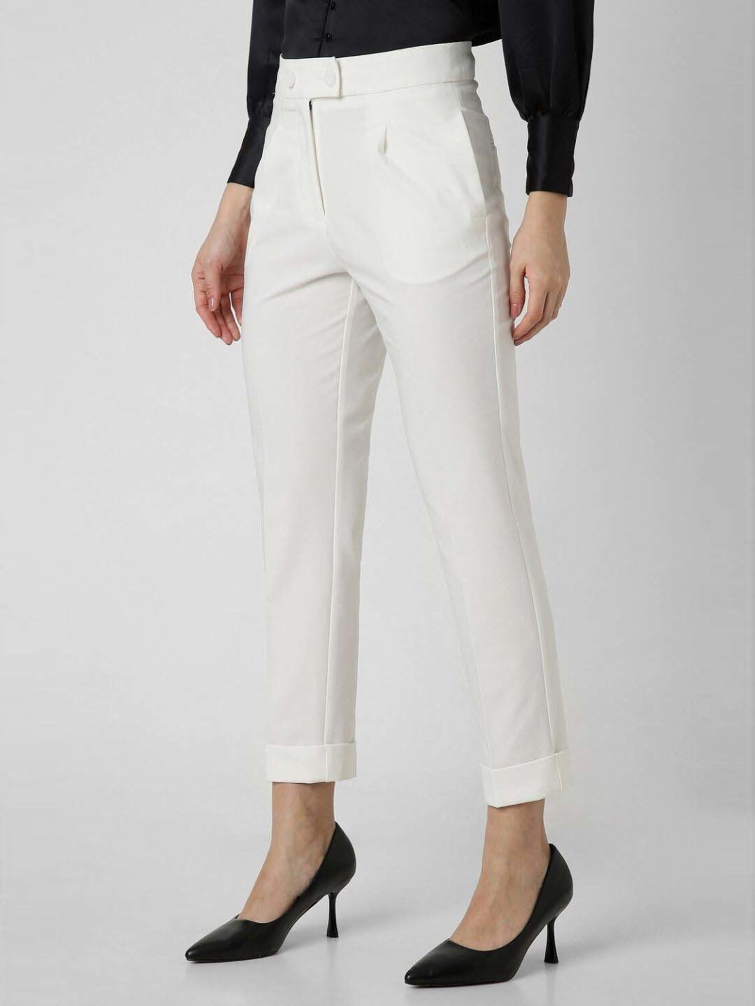 Fablestreet Brown & Black Cotton Checks Regular Fit Mid Rise Trousers