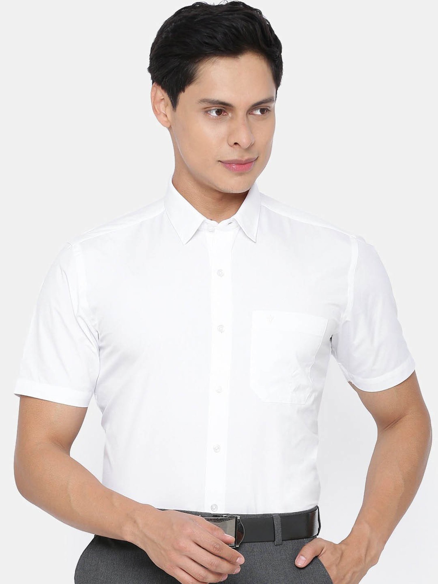 Ramraj White Cotton Slim Fit Shirt