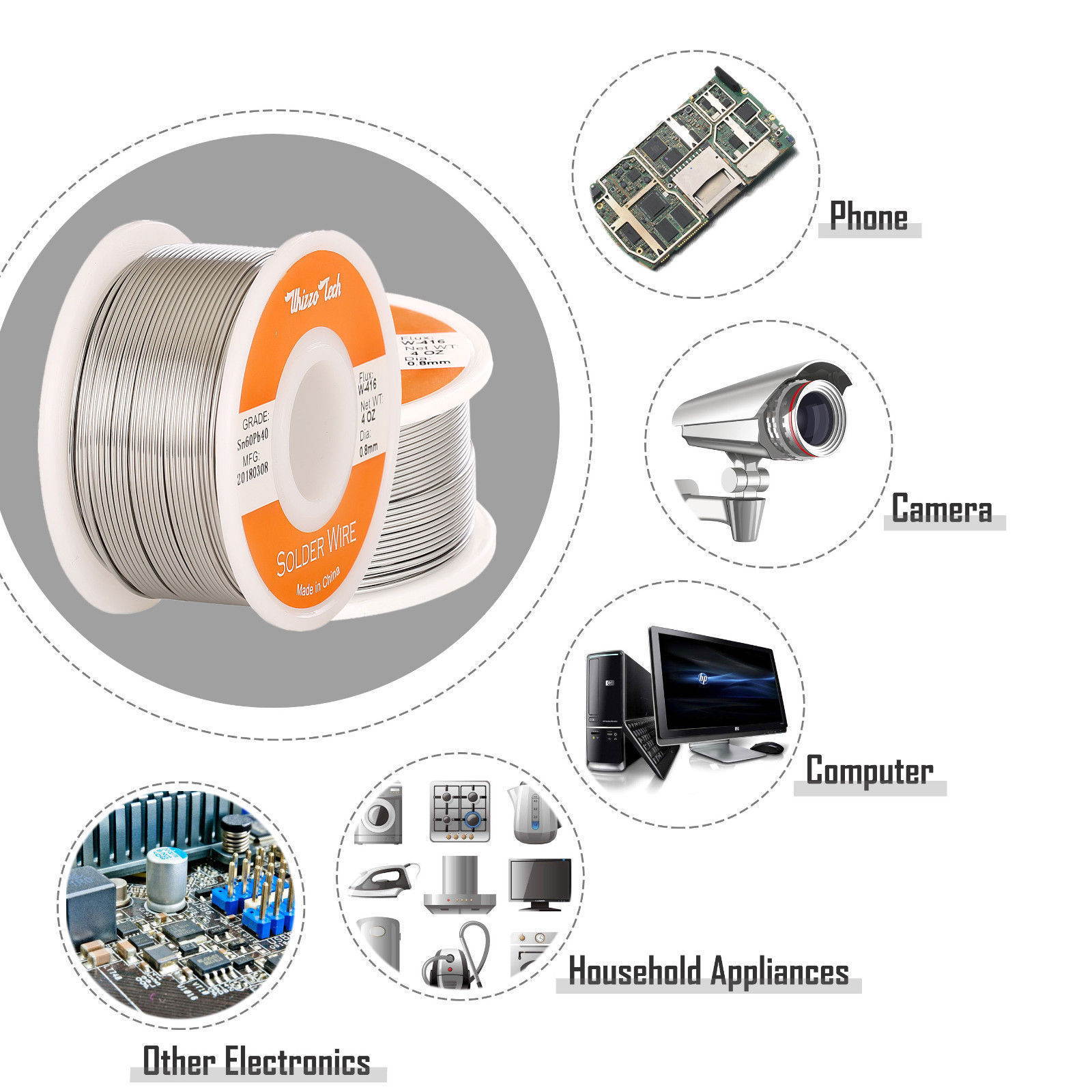 60/40 Rosin Core Solder Wire with Flux Soldering Sn60 Pb40 Flux .031"/0.8mm 4oz
