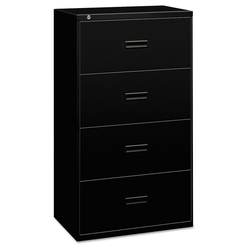 Basyx 400 Series Four-Drawer Lateral File 36w x 19-1/4d x 53-1/4h Black 484LP
