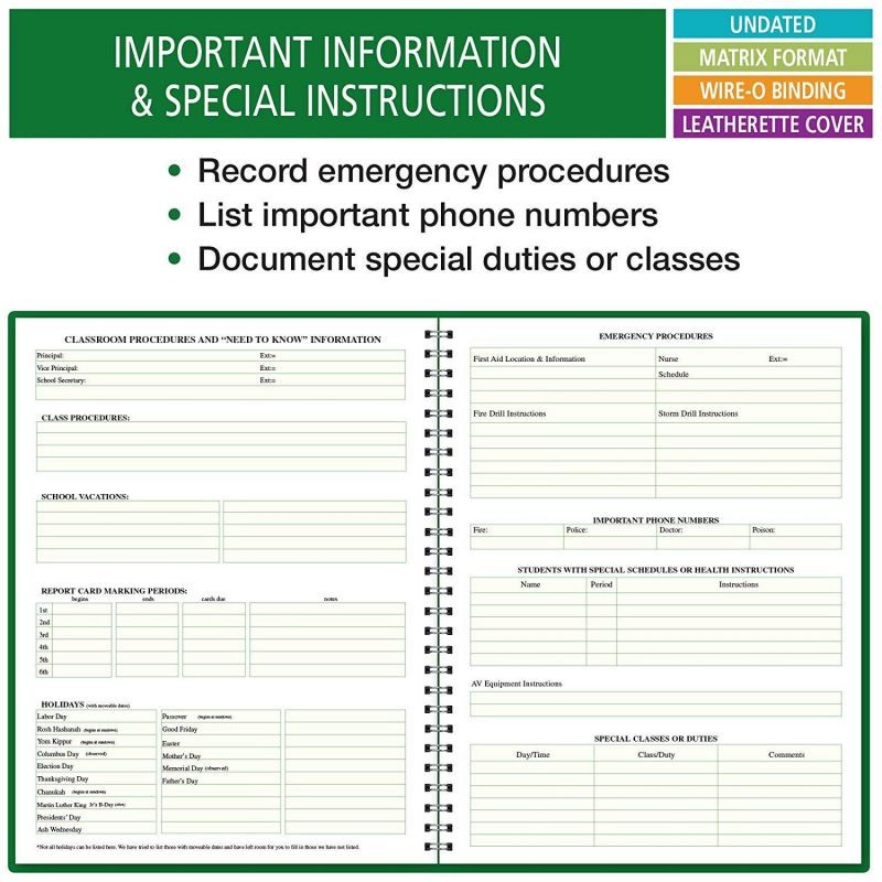 Combination Plan and Record Book: One efficient 8-1/2" x 11" book for lesson plans and grades combines W101 and R1010 (PR7-10)