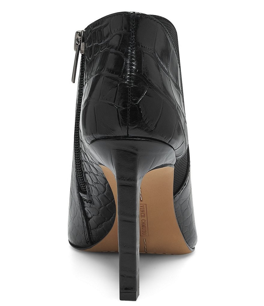 Vince Camuto Sindarah Pointed Toe Ankle Croco Embossed Leather Booties
