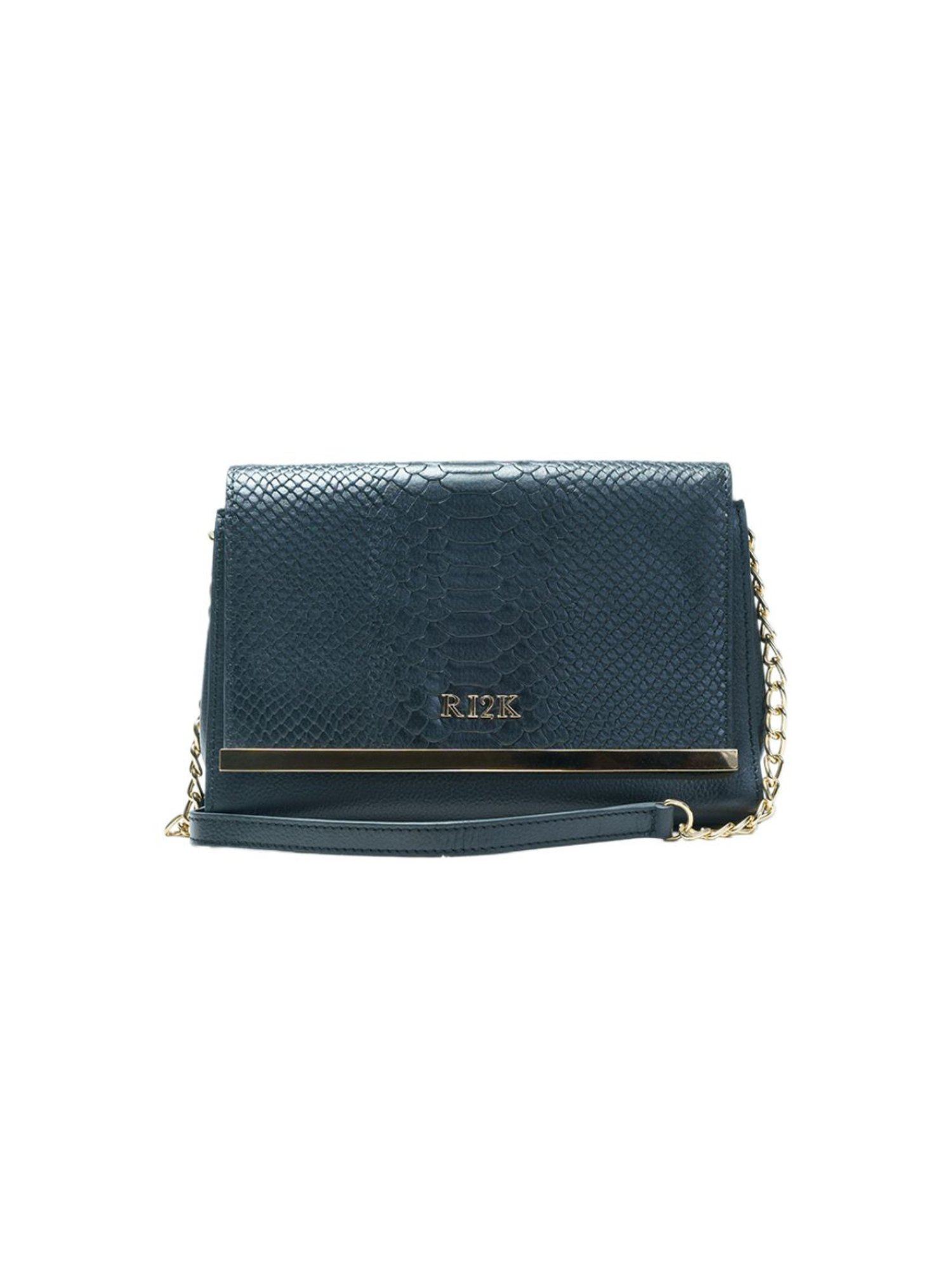 RI2K London Blue Leather Medium Animal Effect Cross Body Bag