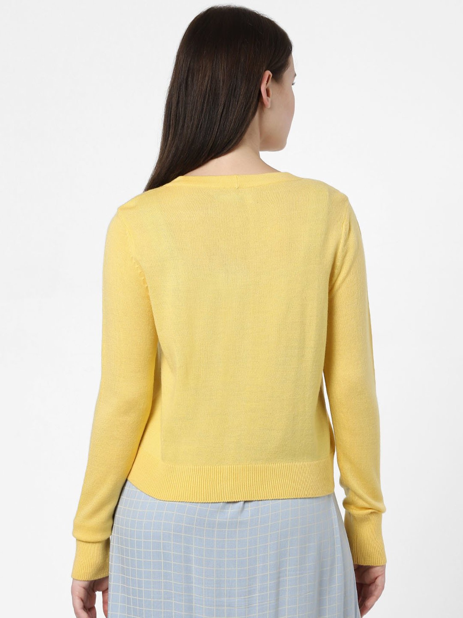 Vero Moda Yellow Regular Fit Cardigans
