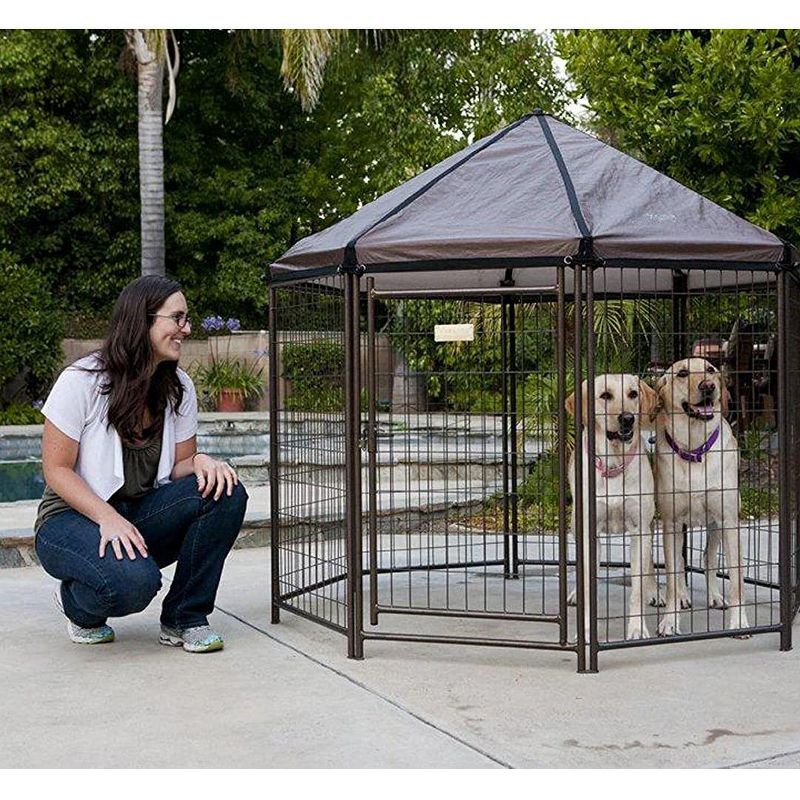 Advantek 5 Foot Portable Indoor Outdoor Metal Pet and Dog Gazebo with Cover & Advantek Pet Gazebo Carry Bag, Black