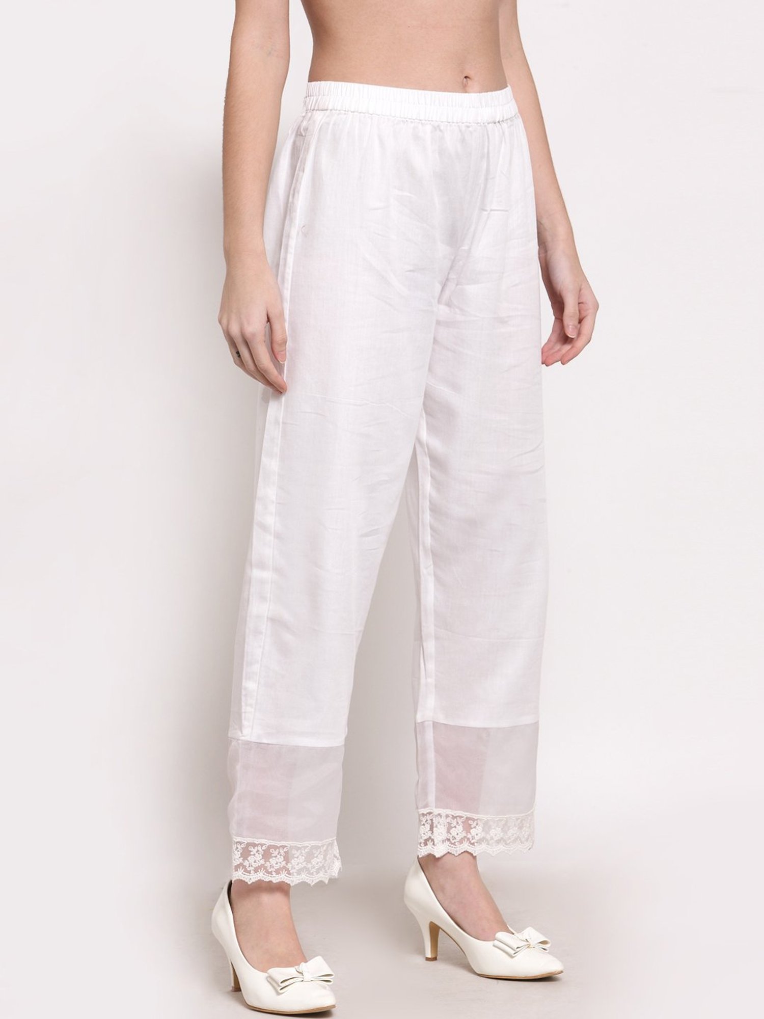 DART STUDIO White Relaxed Fit Palazzos