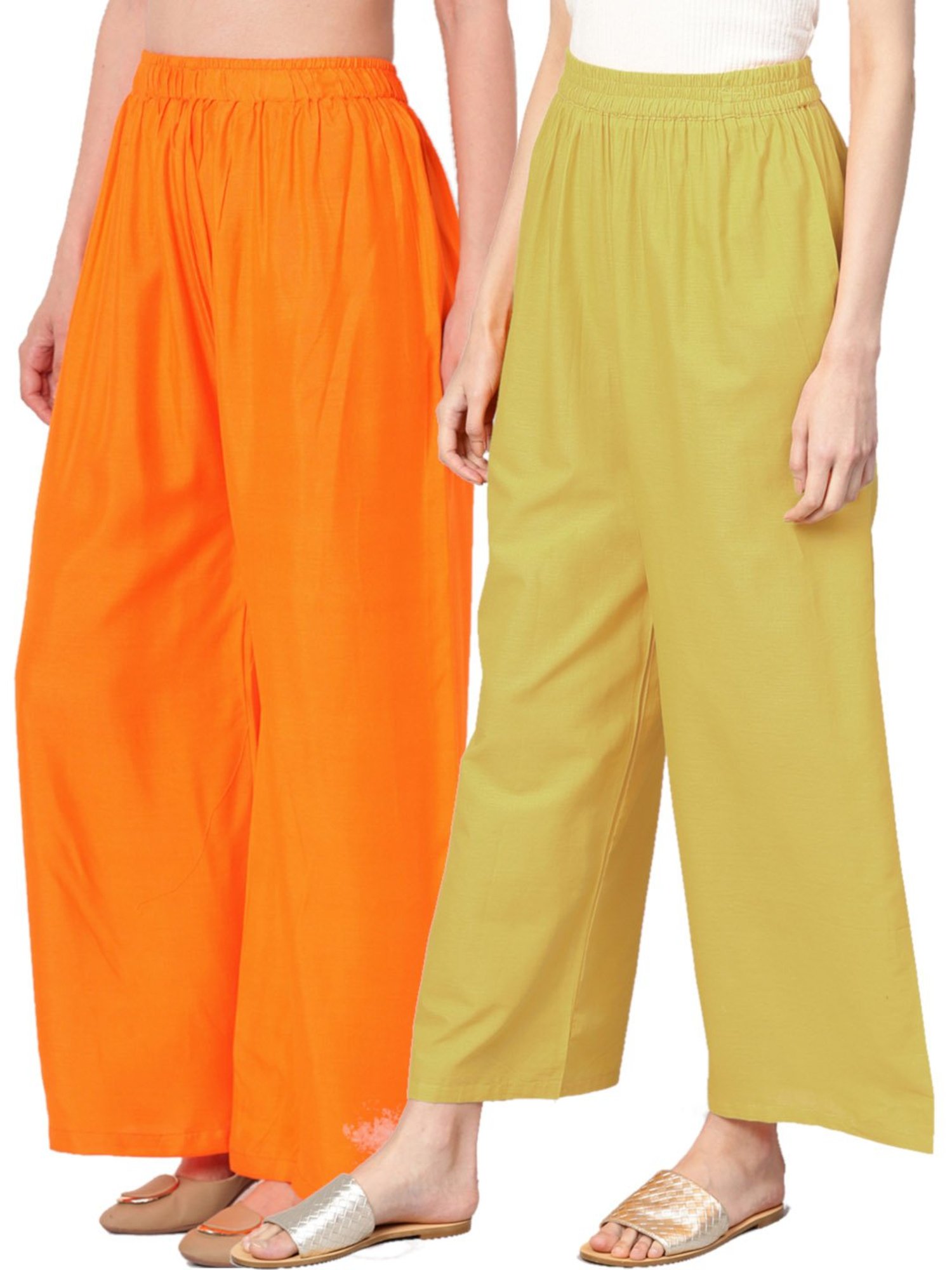 N-Gal Multicolor Flared Fit Palazzos (Pack Of 2)