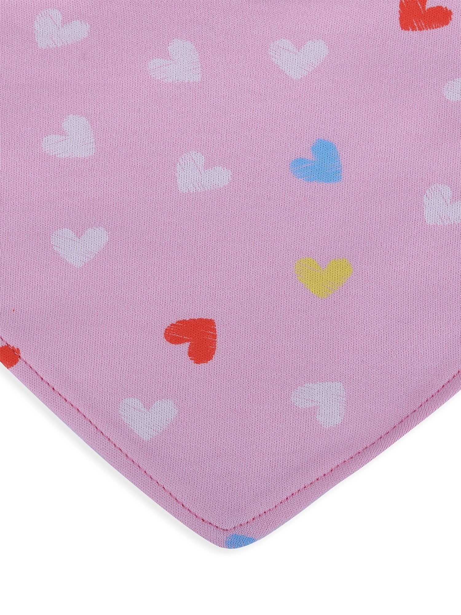 Baby Moo Kids Pink & White Cotton Printed Bib (Pack of 3)