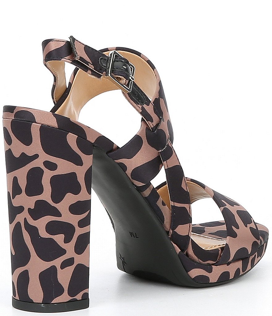 Gibson & Latimer Emmy Giraffe Print Block Heel Sandals