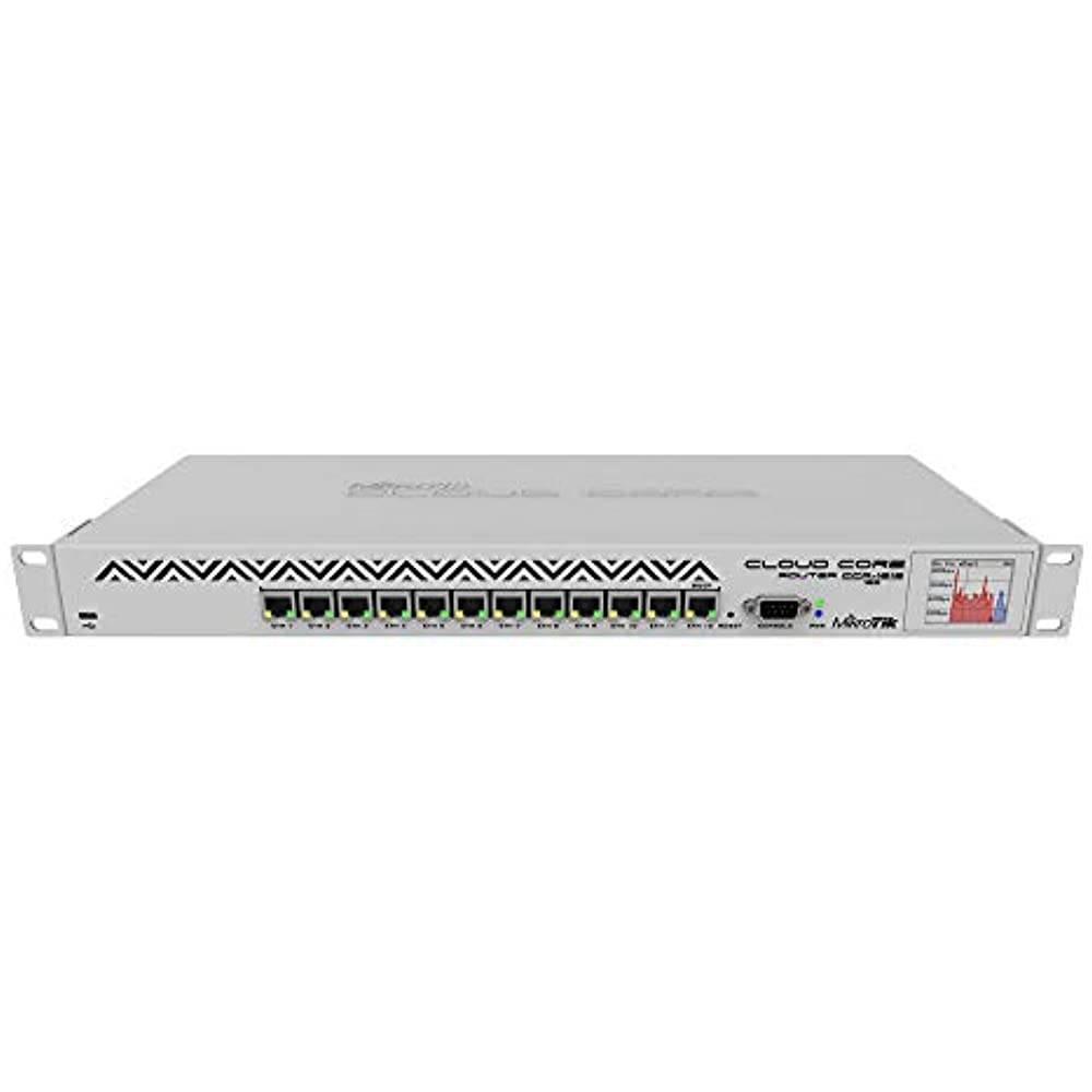 Mikrotik CCR1016-12G 12 Gigabit Ethernet Ports Industrial Grade Cloud Core Router with 16 core CPU plus 2GB RAM and Touchscreen LCD