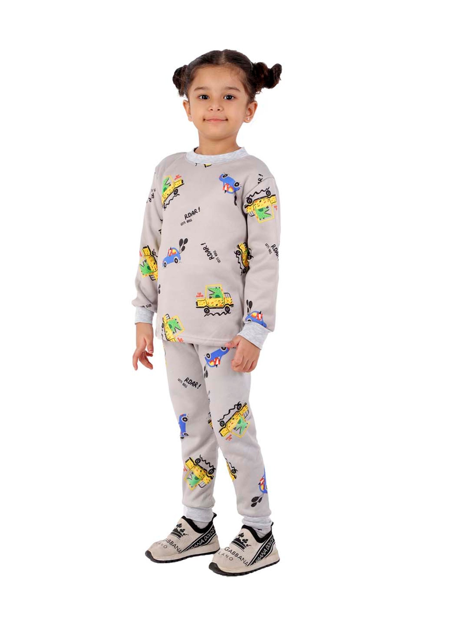 Ahhaaaa Kids Grey Printed Sweatshirt with Joggers