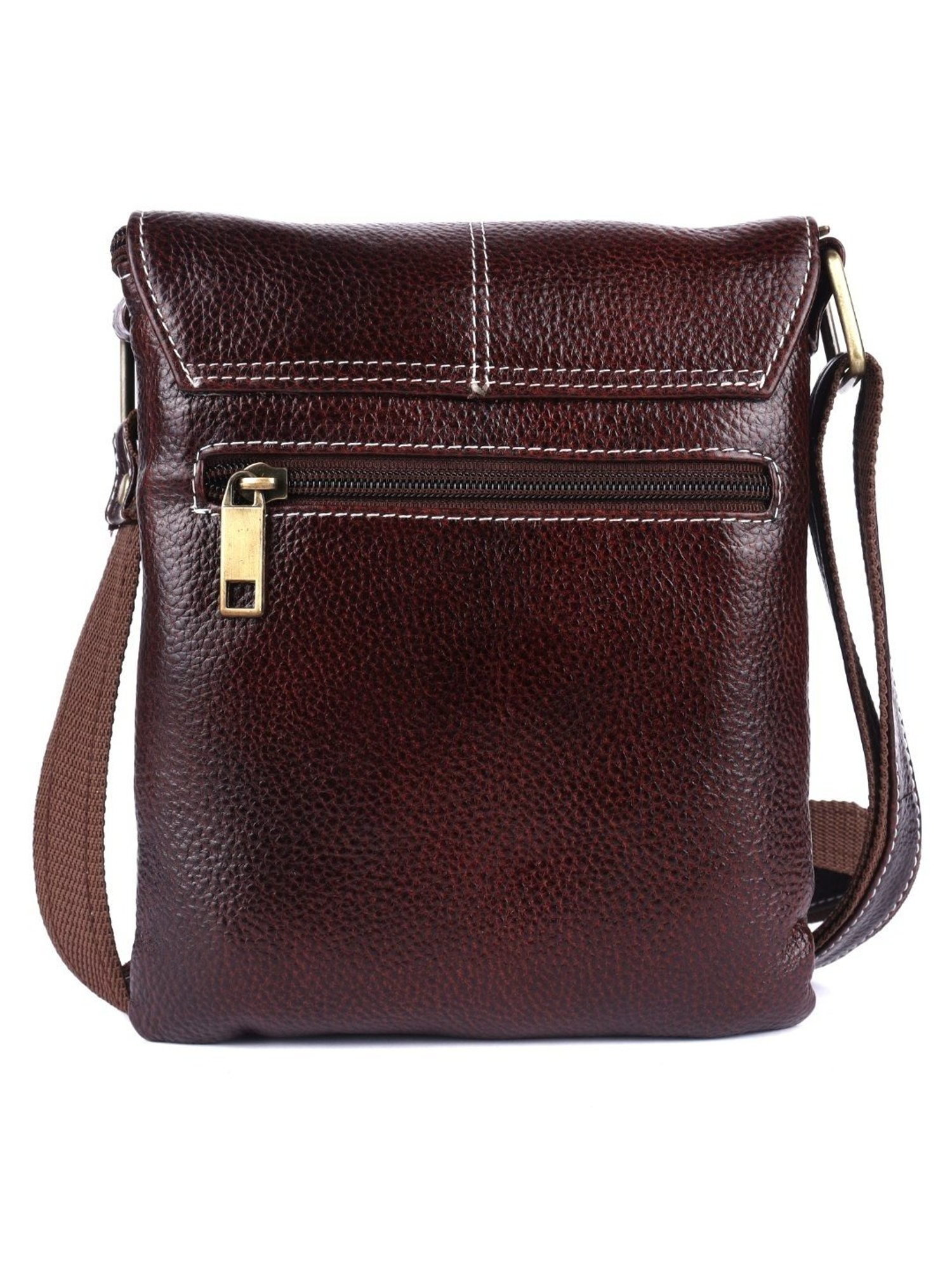 HiLEDER Brown Textured Small Leather 8 inch Cross Body Bag