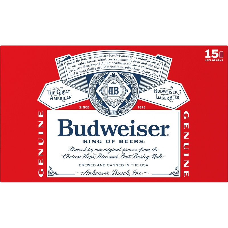 Budweiser Lager Beer - 15pk/12 fl oz Cans