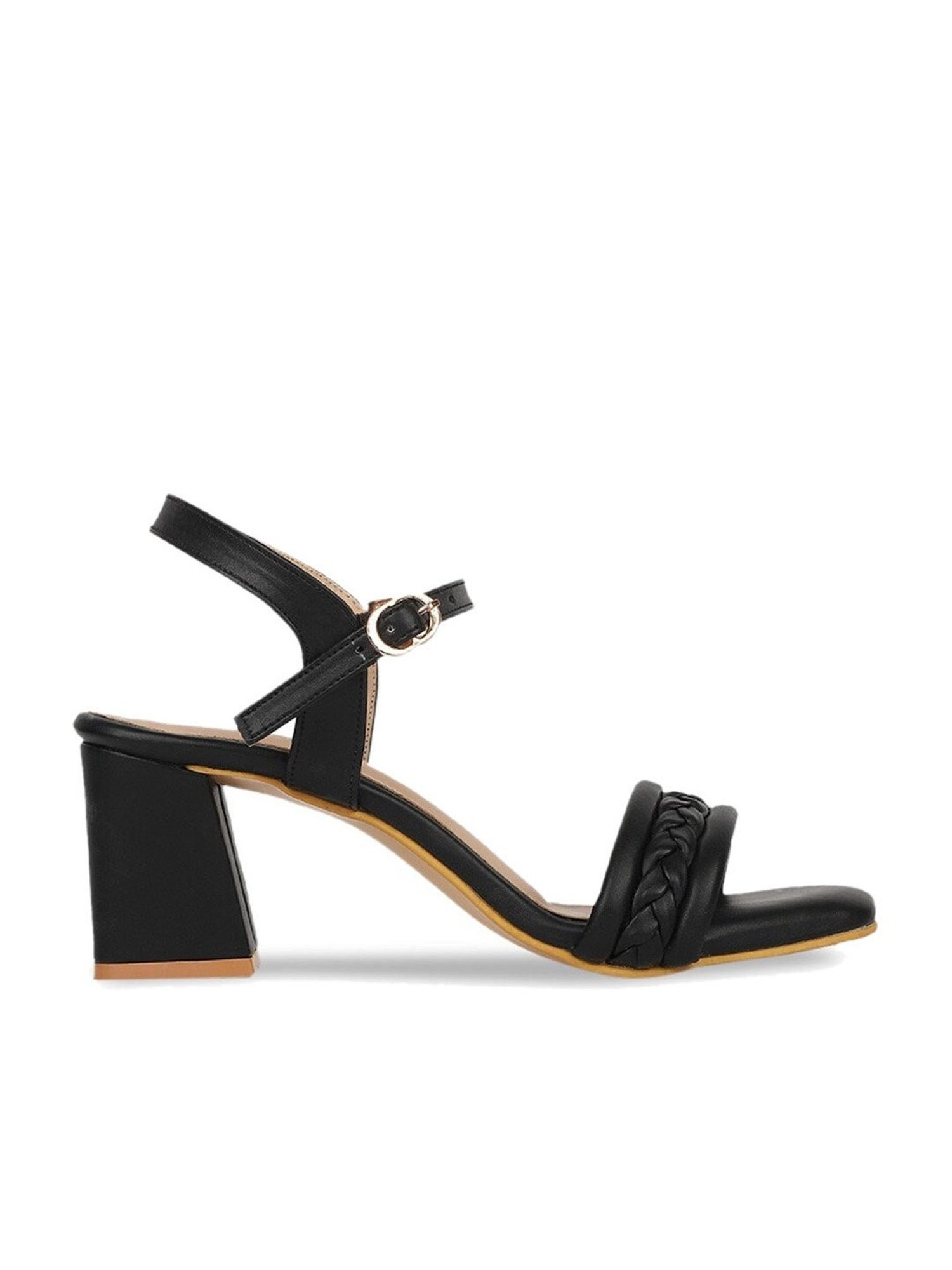 Iconics Women's Black Ankle Strap Sandals