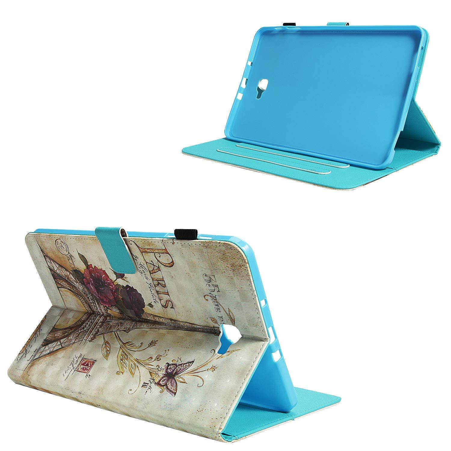 UUcovers Samsung Galaxy Tab A 10.1 Inch T580 Case, Slim Lightweight PU Leather AUTO Wake/Sleep Folio Smart Wallet Case with Cards/Cash Holder for SM-T580/T585-Paris Tower