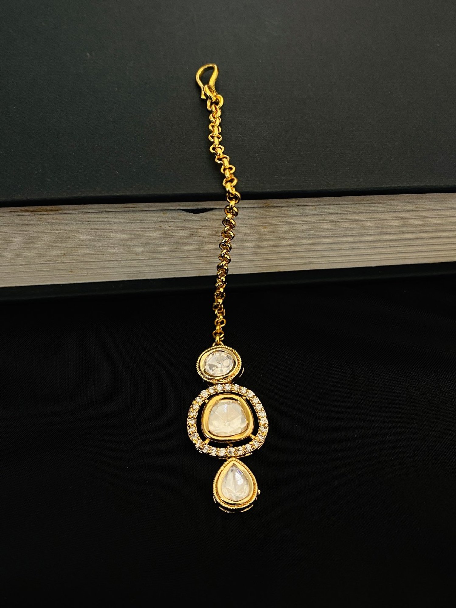 Abdesigns Gold-Plated Royal Polki Kundan Maang Tikka