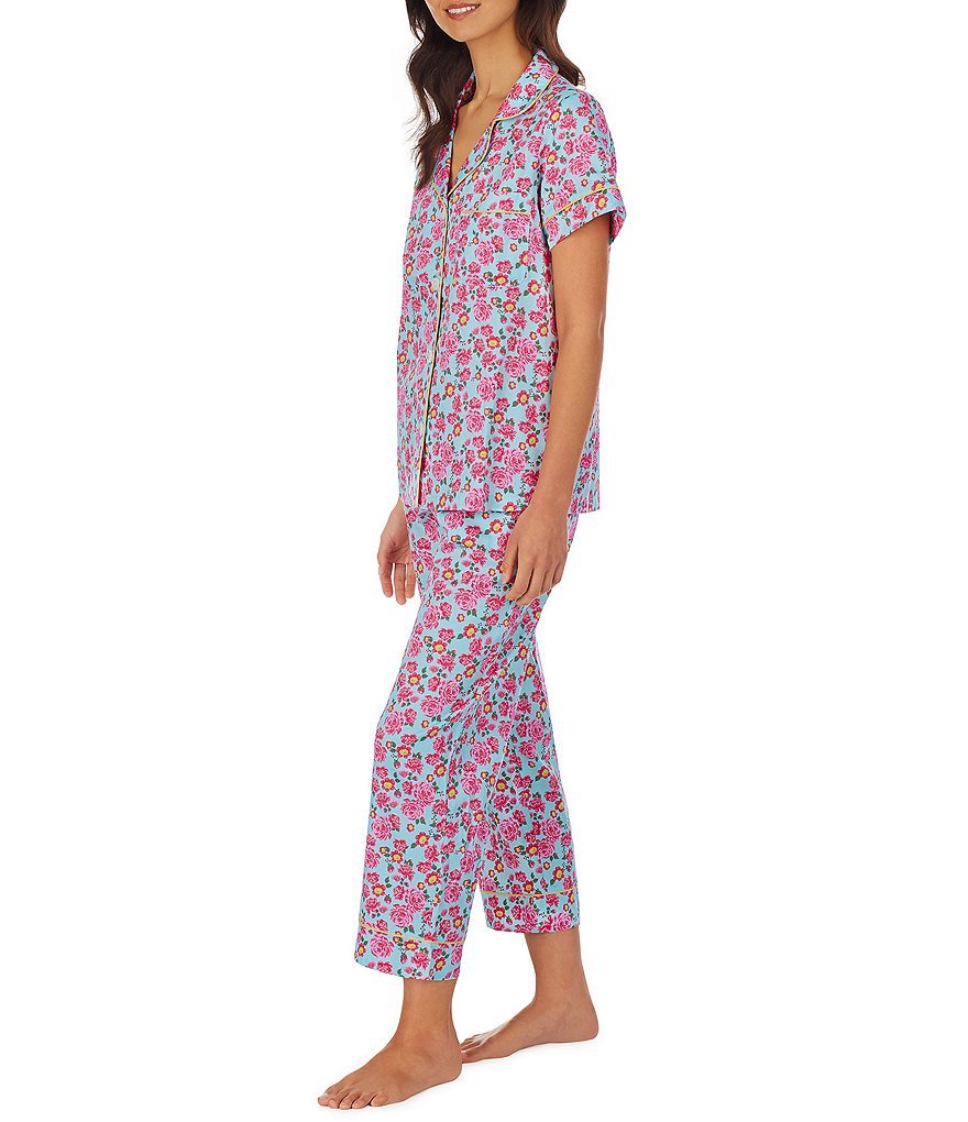 BedHead Pajamas Floral Print Sateen Woven Cropped Coordinating Pajama Set