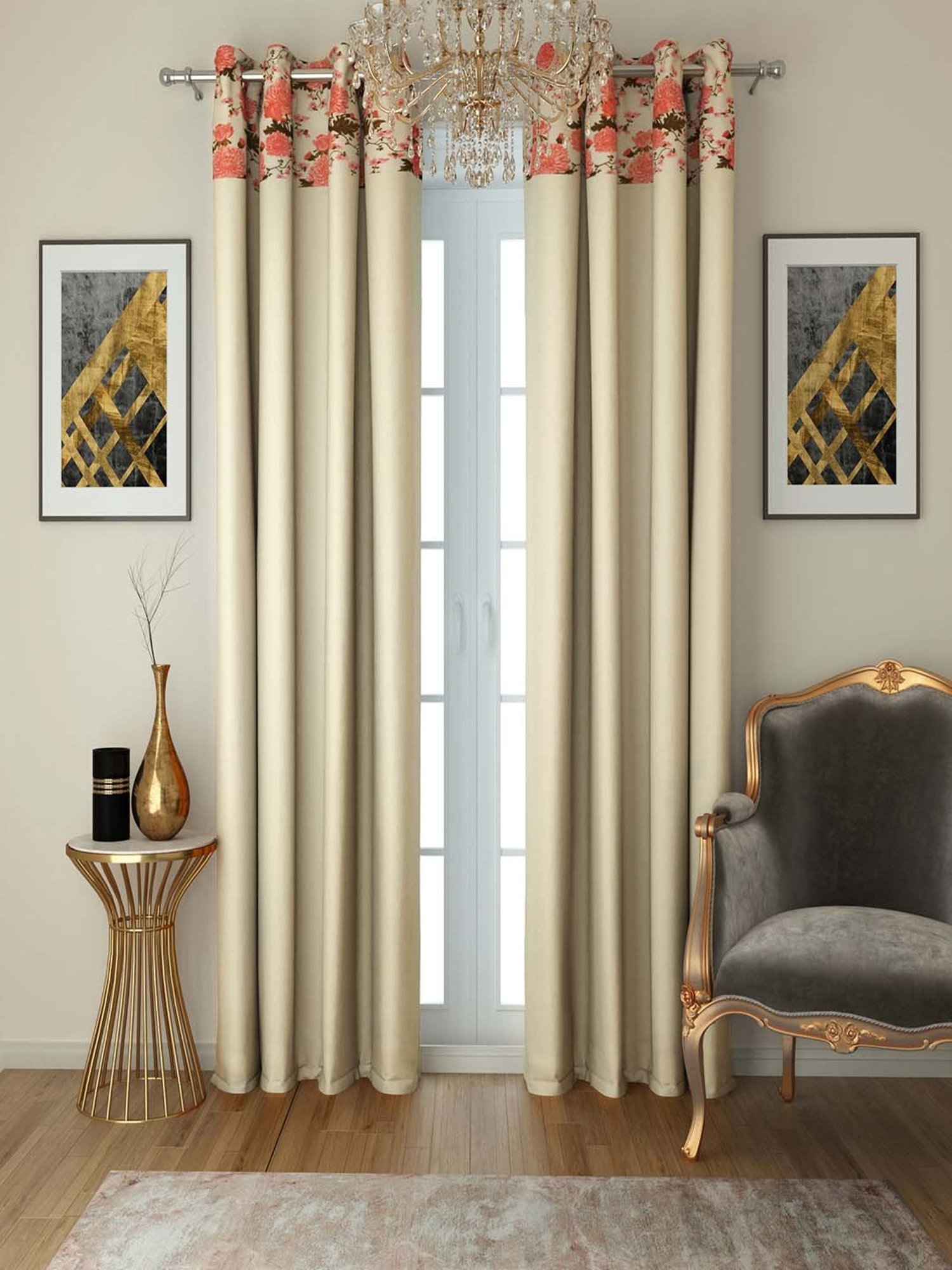 Swayam Polyster Printed Blackout Plain Dyed Design Single Piece 9 ft Long door Curtain, Dark brown