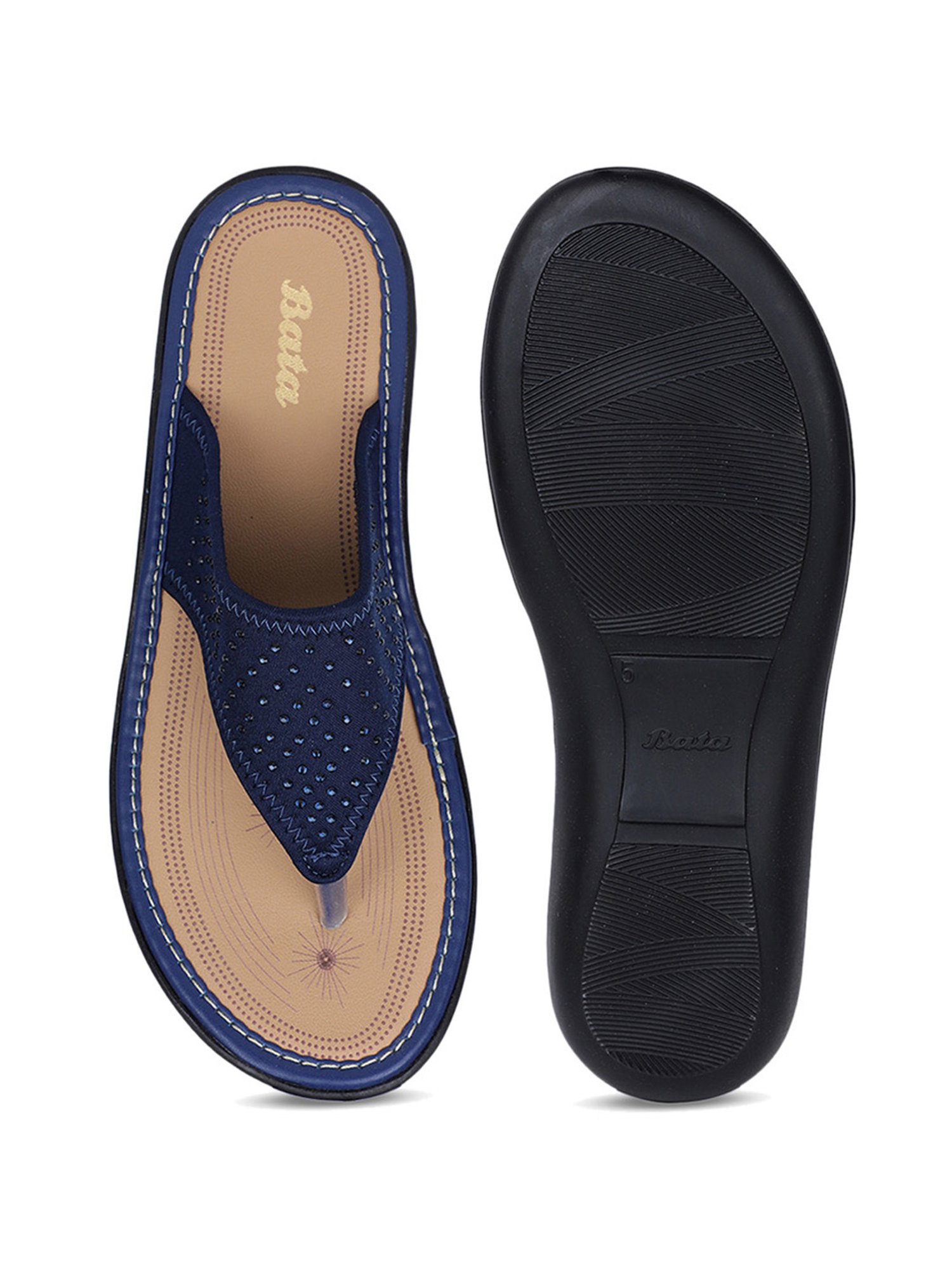 Bata Women's Blue Thong Wedges