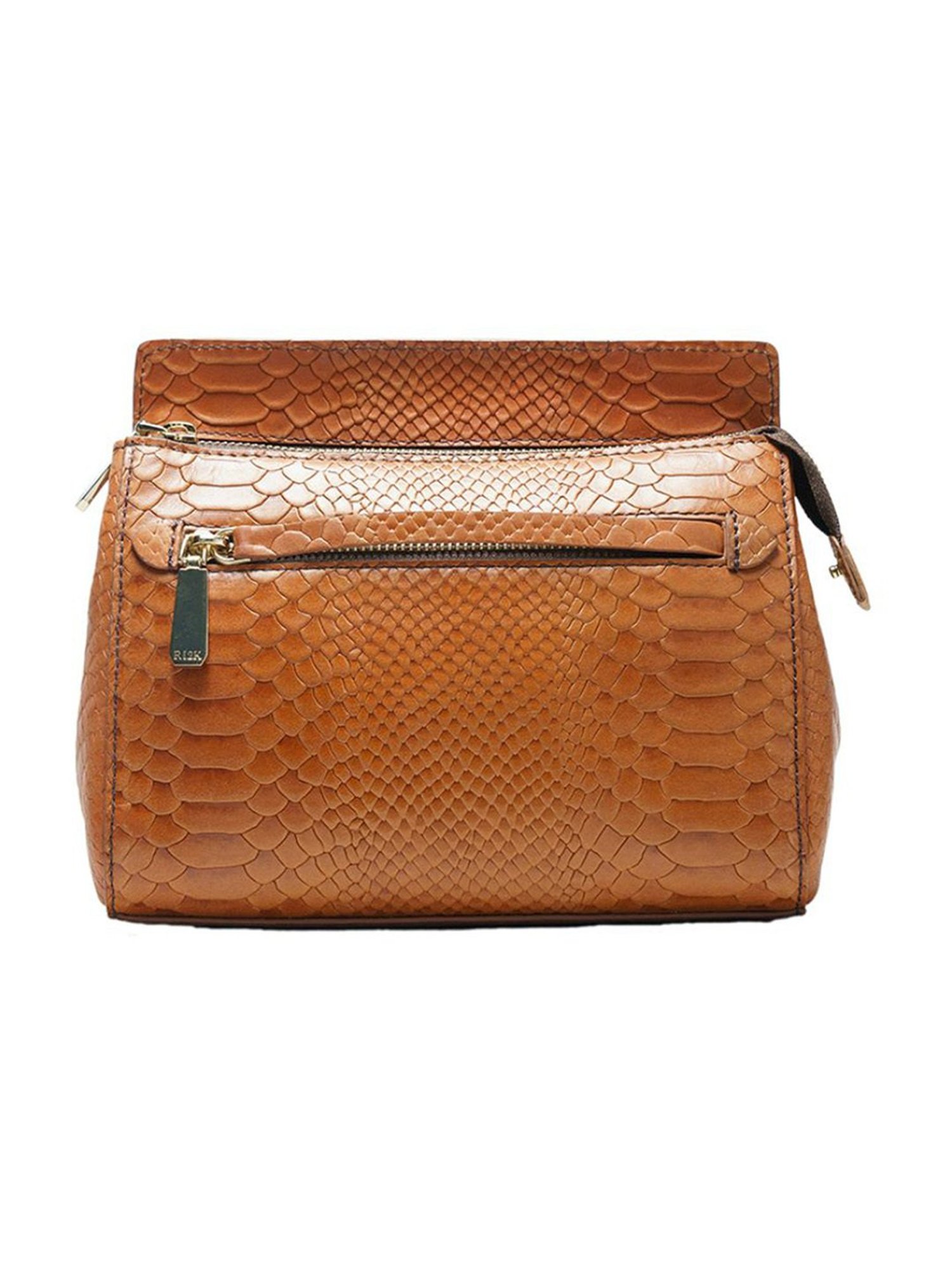 RI2K London Brown Leather Medium Animal Effect Cross Body Bag