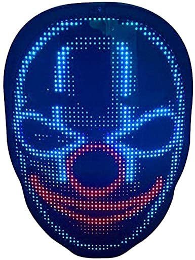 LED Mask with App Bluetooth Programmable, USB Rechargeable Light up Halloween Christmas Cosplay Costume Party Personalized Smart Facial Cool Full Masks for Adults Men Women