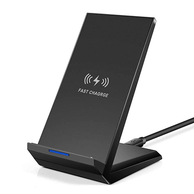 Wireless Charger, Qi-Certified 15W Wireless Charging Stand Compatible with Galaxy S10/S9/S9+/S8/S8+, iPhone 12mini/12/11/Pro/ProMax/Xs Max/Xs/XR/X/8/8Plus(No AC Adpater)