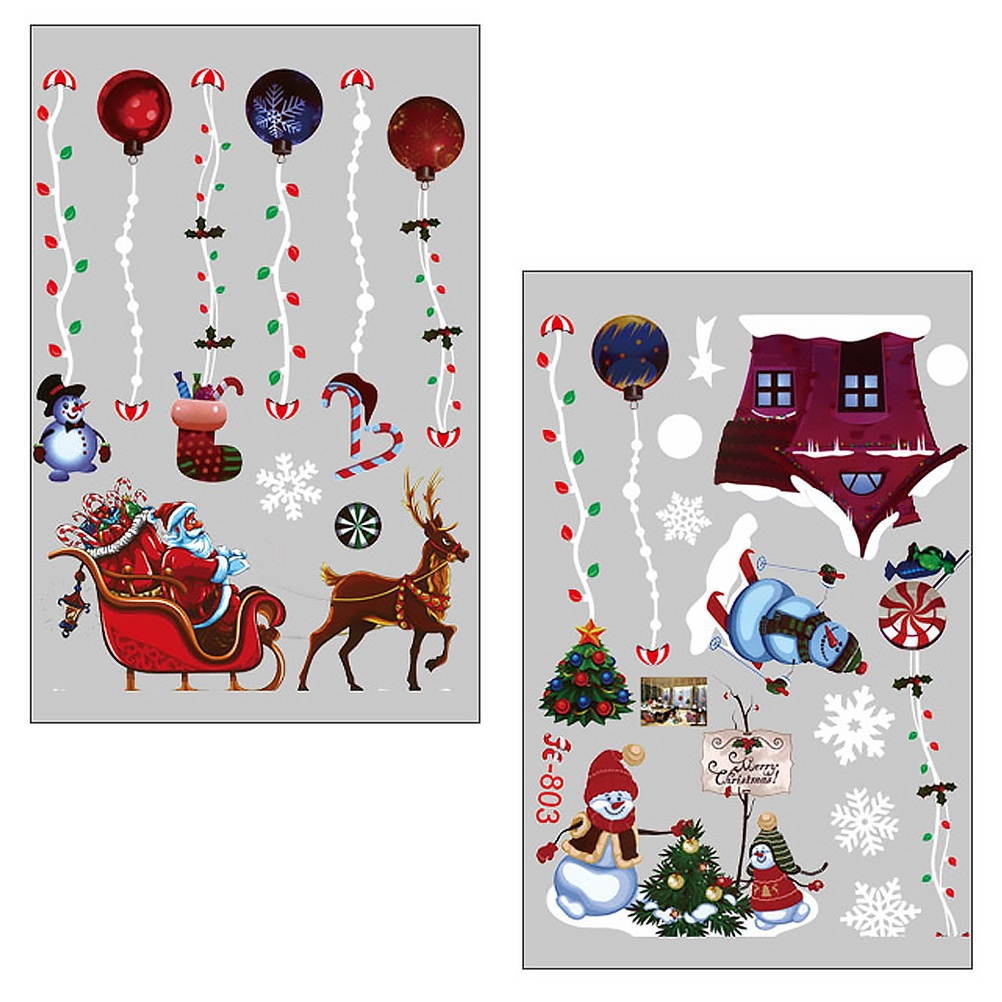 1 Sheet Christmas Theme Wall Stickers Decoration Adorable Window Stickers