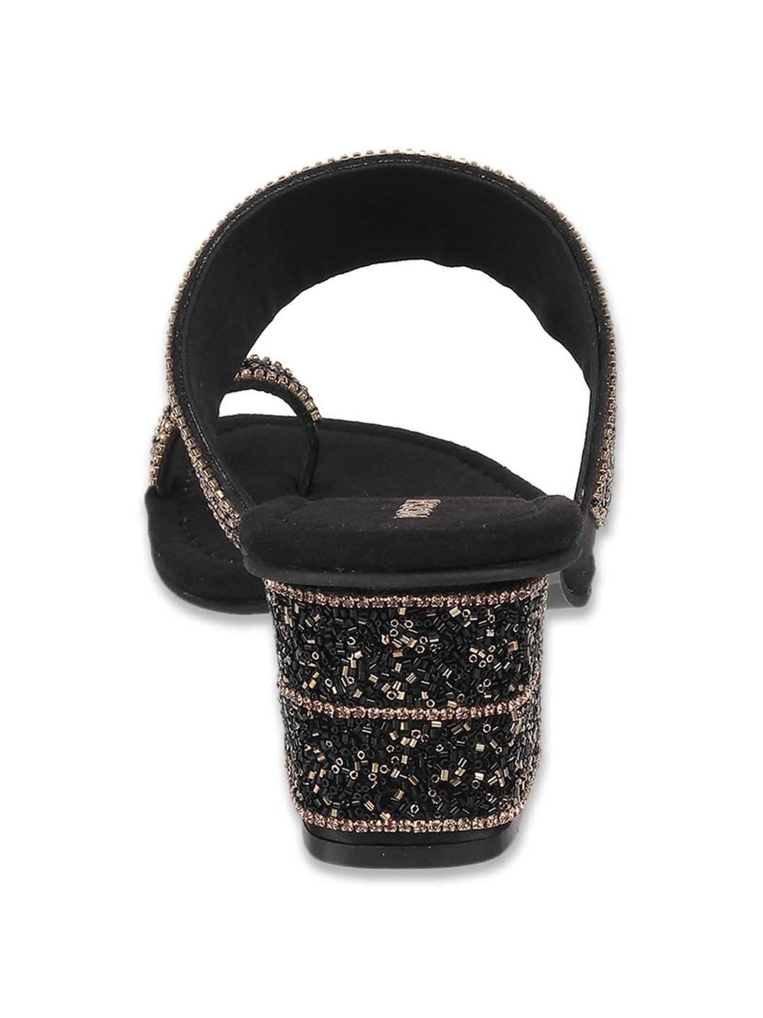 Mochi Women's Black Toe Ring Sandals