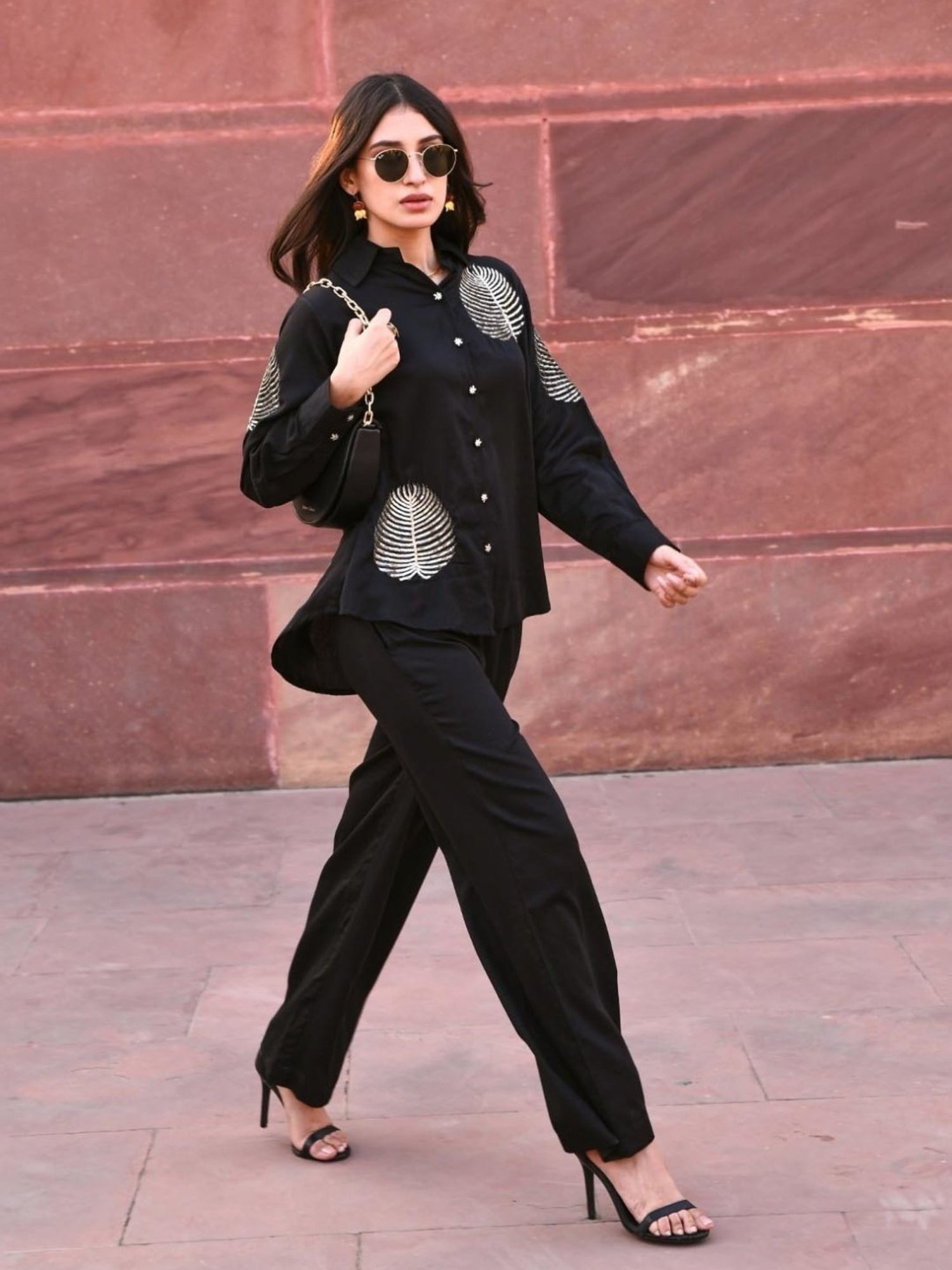 Gulaal Black Diyu Sequin Embroidered Shirt