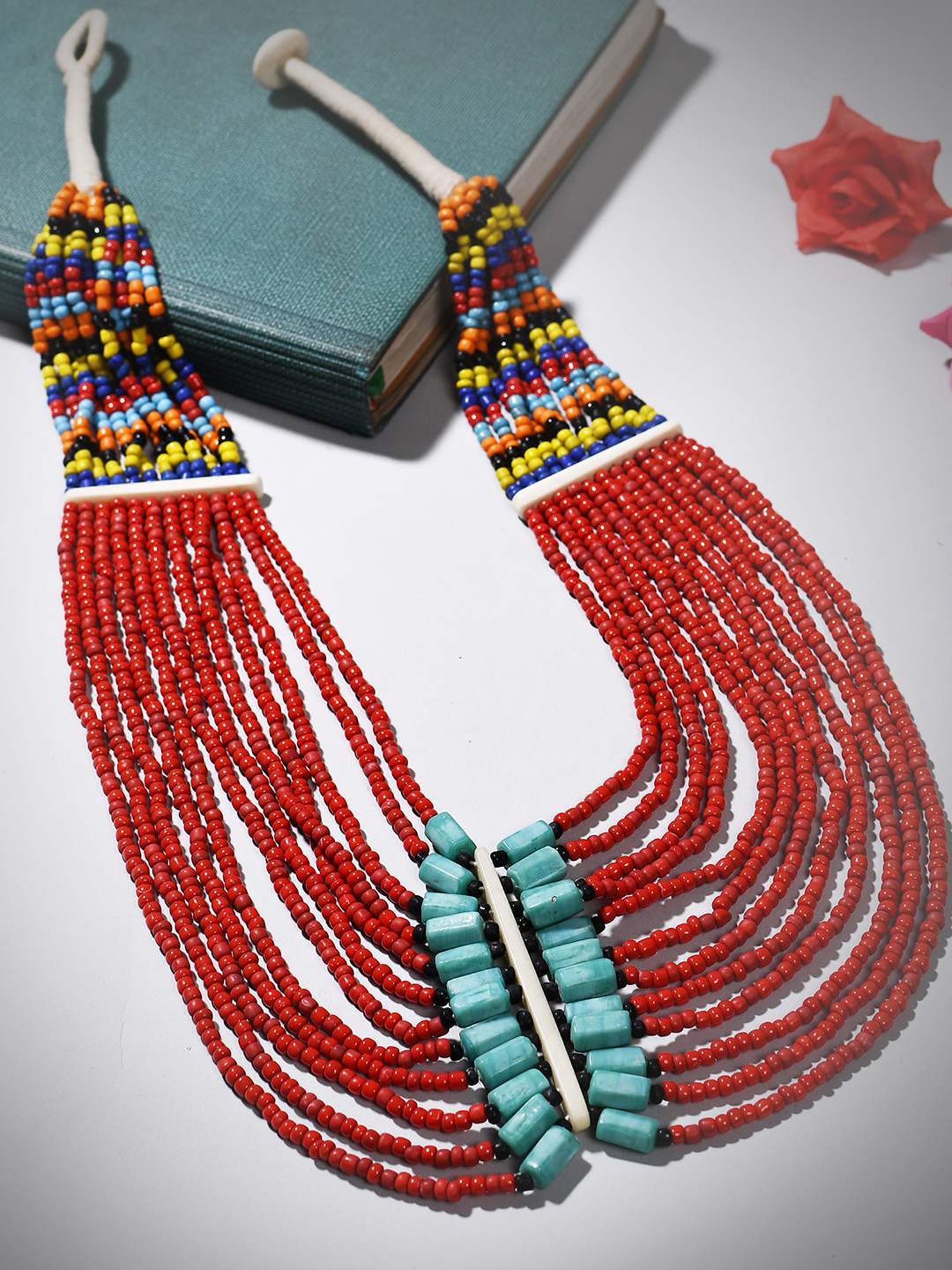 Imli Street Multicolor Vintage Naga Beaded Tribal Necklace
