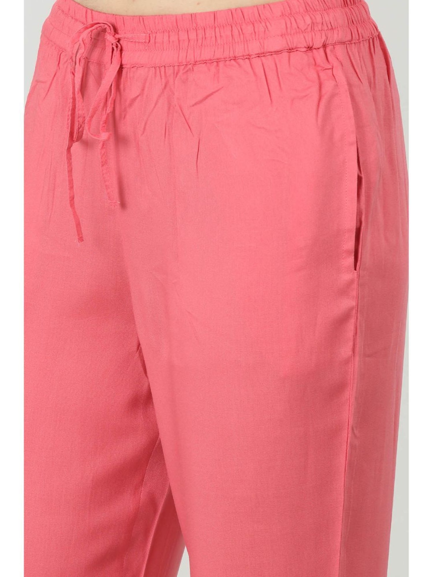 Mustard Coral Rayon Regular Fit Pants