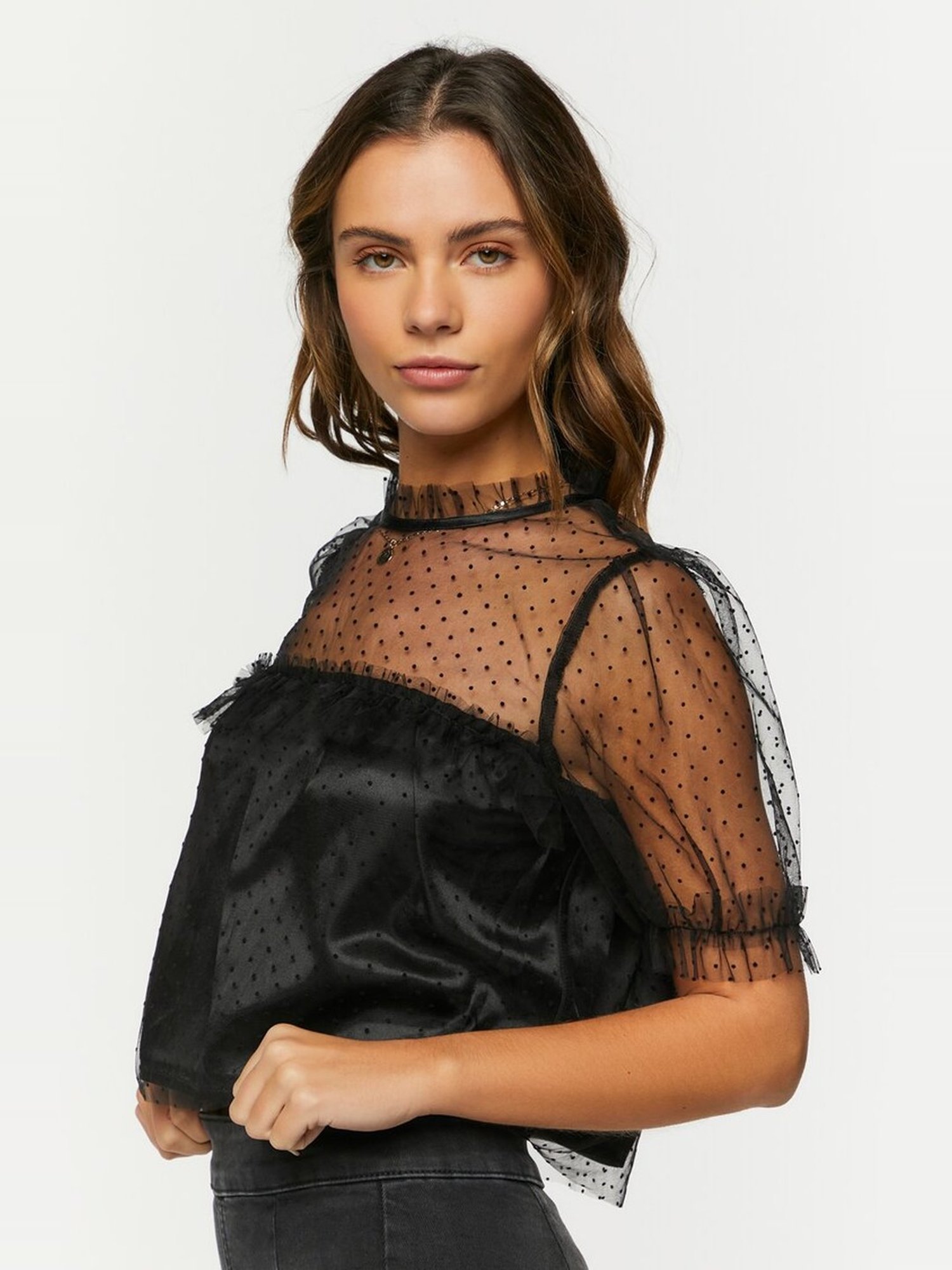 Forever 21 Black Self Pattern Top