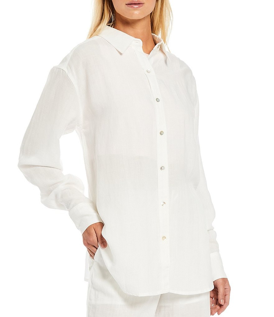 NIA Oversized Linen Button Front Coordinating Top