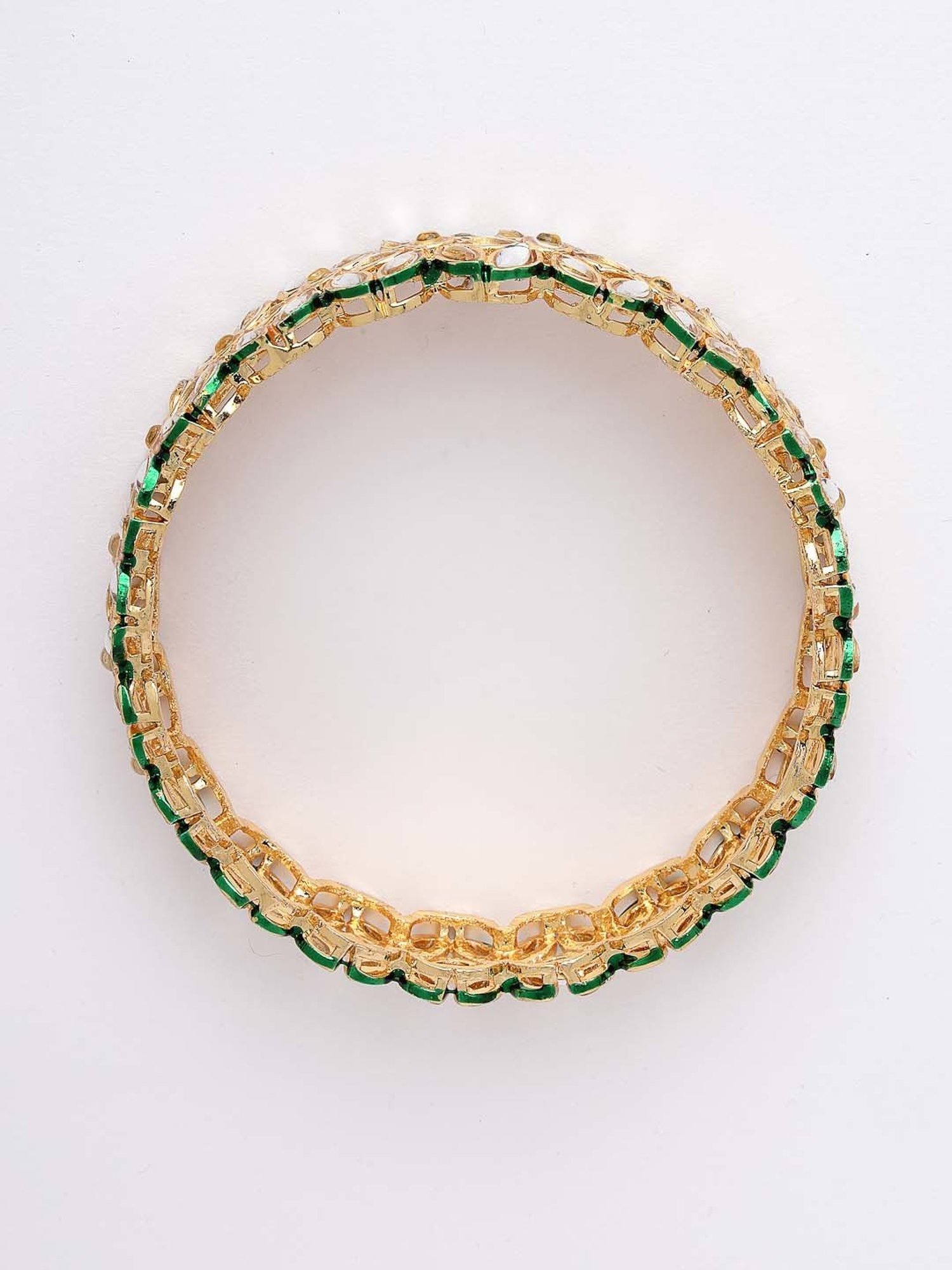 NVR Women Set Of 2 Gold Plated Kundan Studded Bangles