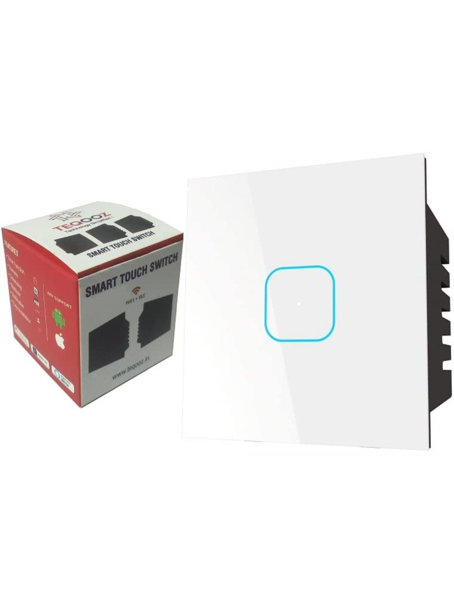 Teqooz 24Amp Smart Wi-Fi plus Bluetooth Touch Switch (White)