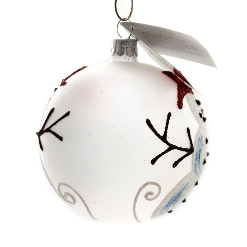 Golden Bell Collection 3.25" Frosted Ball With Snowman Ornament Carrot Nose  -  Tree Ornaments