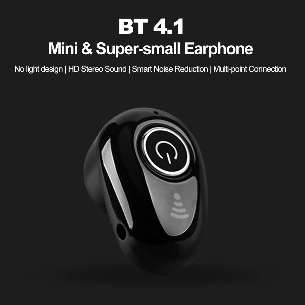 S650 Invisible 4g Earphone Bluetooth 4.1 Headphones In-ear Headset Stereo Music Earphone Smart Phone Earbuds Hands-free with Microphone Black