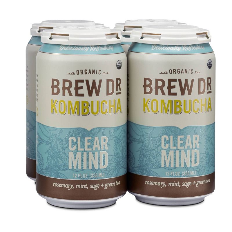 Brew Dr. Kombucha Clear Mind - 12 fl oz Cans/4pk