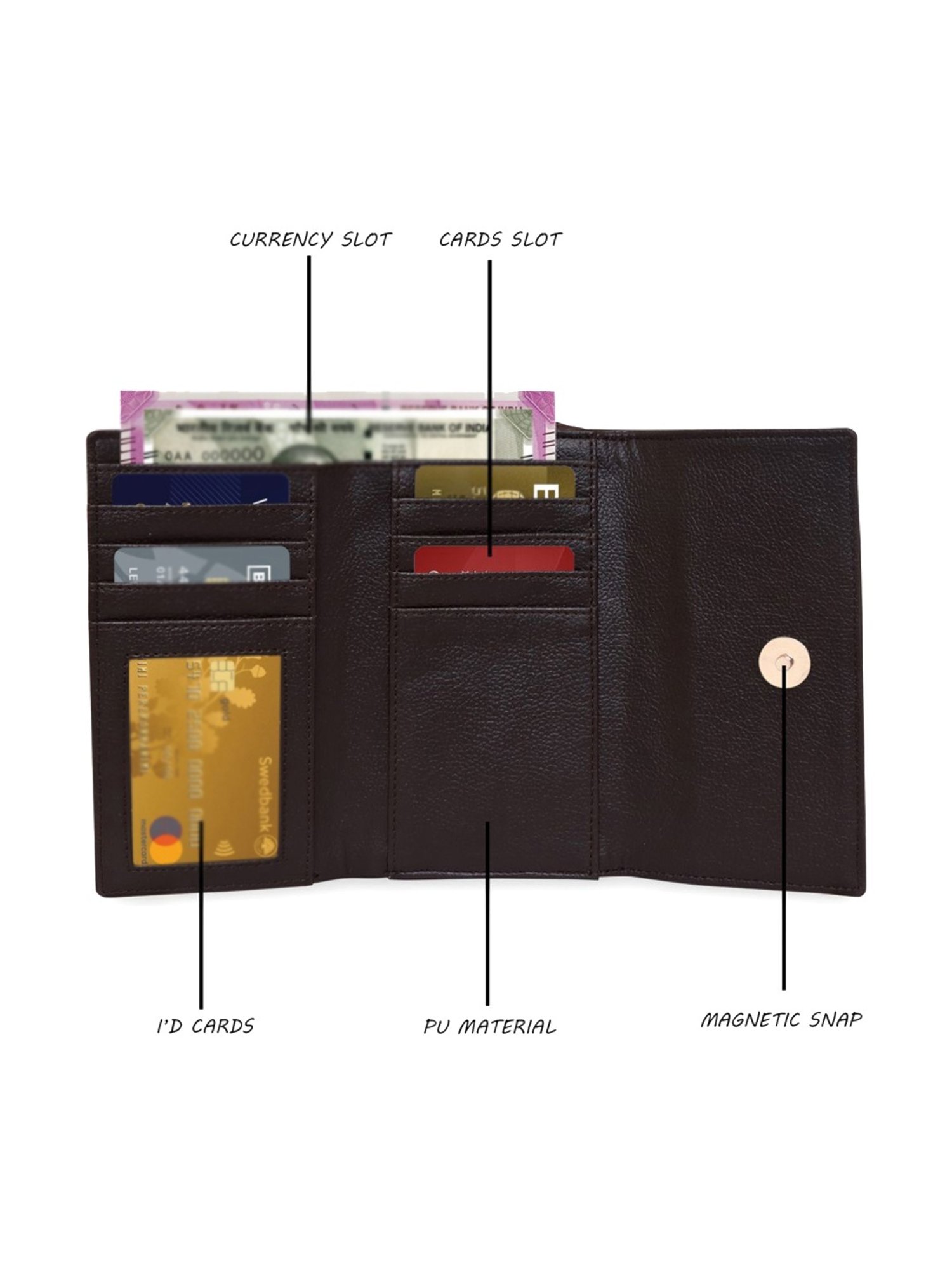 Giordano Brown Textured Tri-Fold Wallet for Women