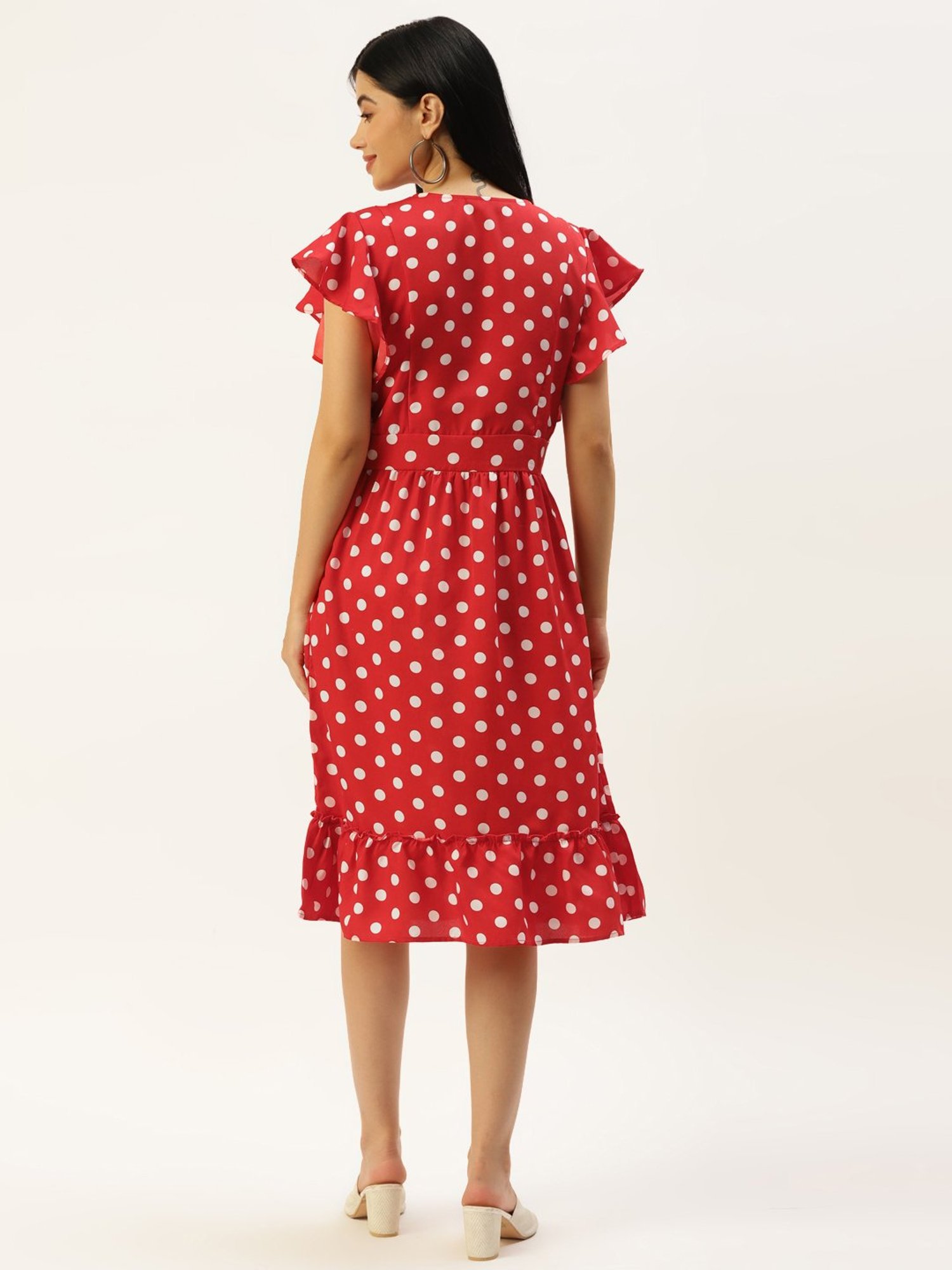 BRINNS Red Printed A Line Dress