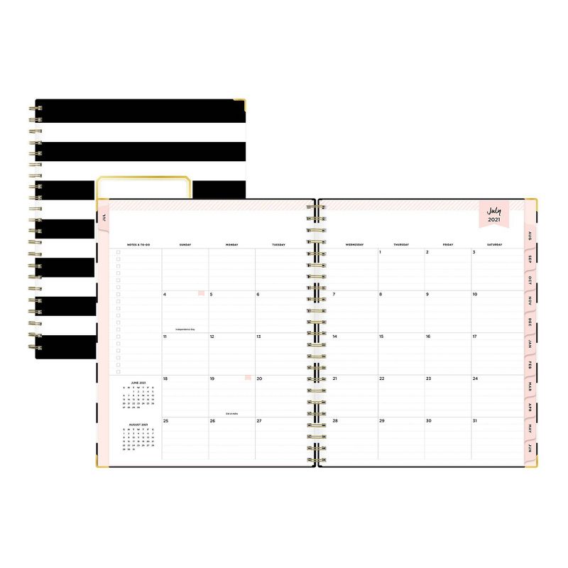 2021-22 Academic Planner 8.5" x 11" Hard Cover Weekly/Monthly Wirebound Rugby Stripe Black - Day Designer