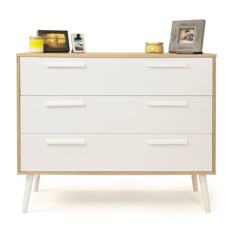 Stockholm 3 Drawers Dresser Chest Light Wood/White - Humble Crew
