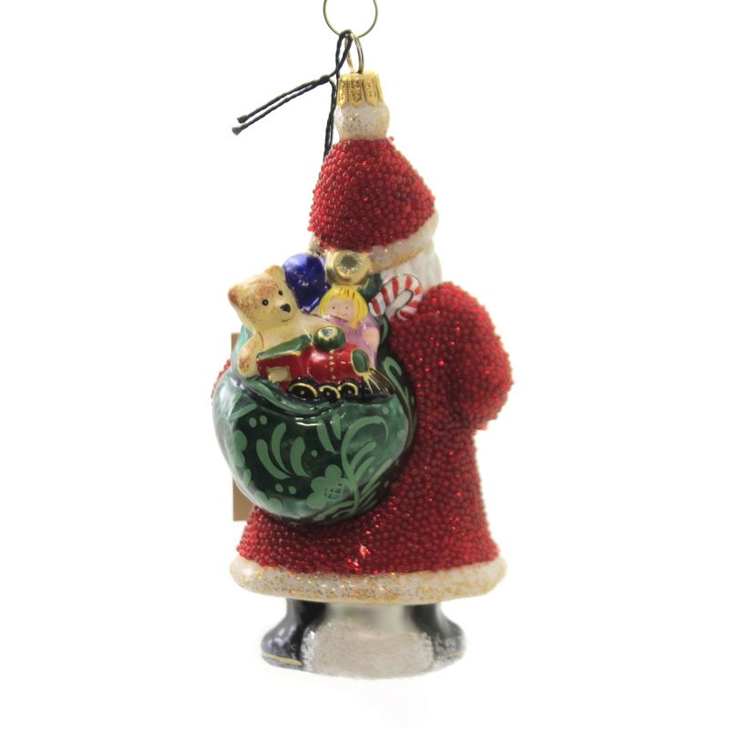 Joy To The World 5.5" Galician Santa With Presents Ornament Red Bead Metzler Bros  -  Tree Ornaments